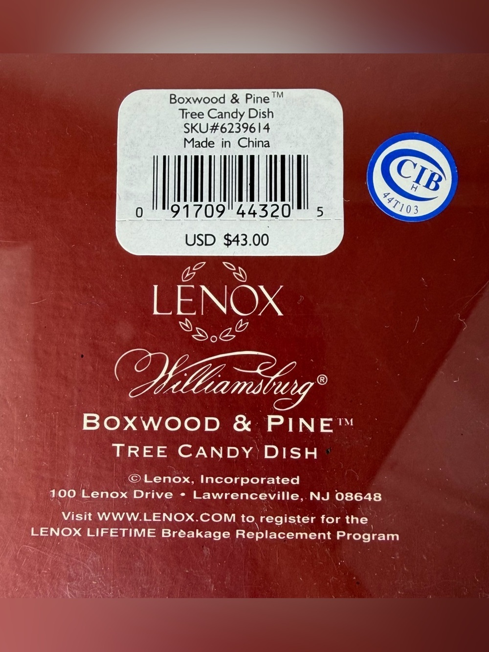 Lenox Williamsburg Boxwood and Pine Christmas Tree Candy Dish 24kt Gold Trim NIB - Picture 7 of 8
